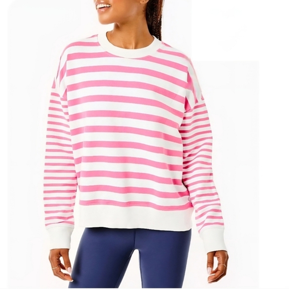 Addison Bay Latham Crew Neck Long Sleeve Striped Sweatshirt - Picture 1 of 11